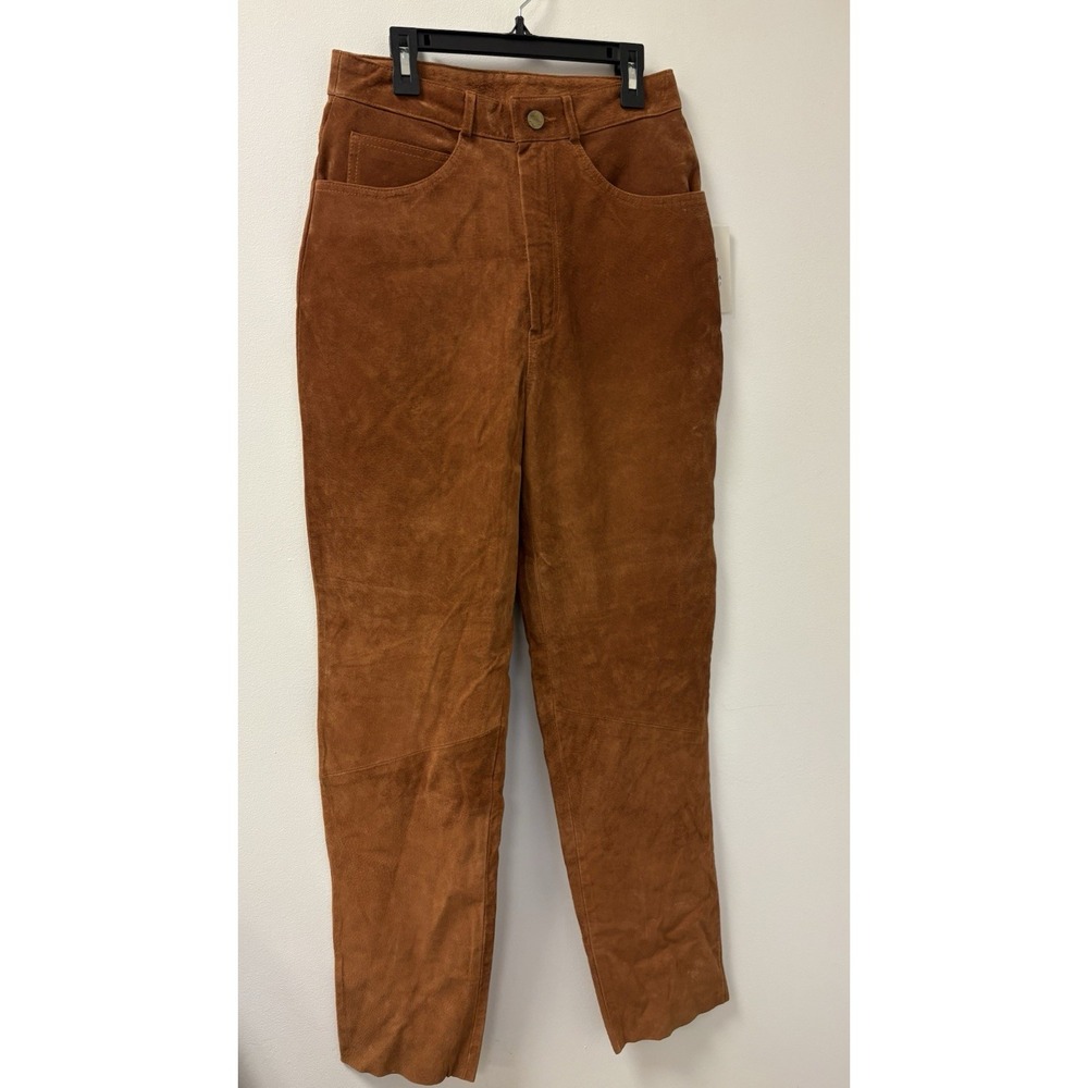 Deadstock Womens Brown Suede Genuine Leather Pants Lined High Rise Measures Sz 8